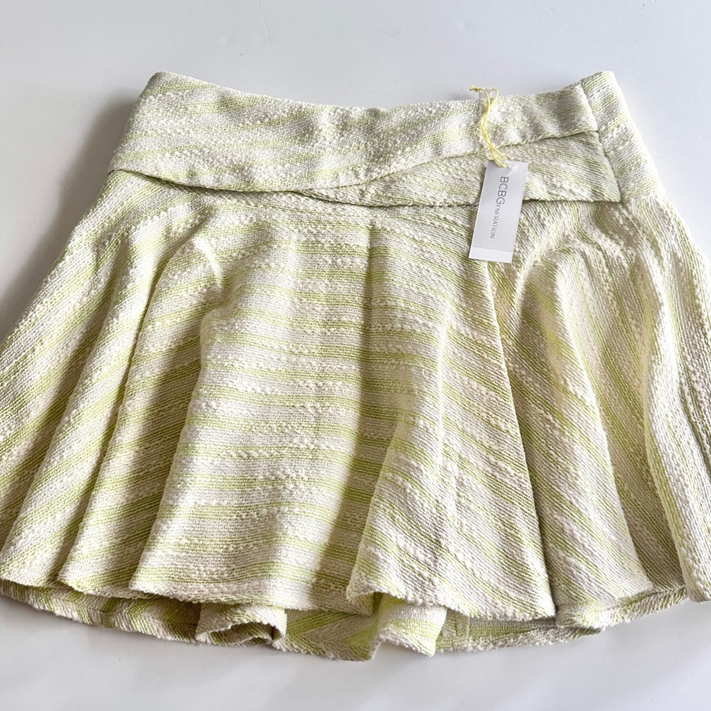BCBGeneration Cream Textured Mini Skirt
